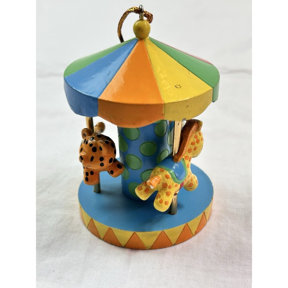 Current Inc. Wooden Carousel Ornament - Zebra ~ Cheetah ~ Horse